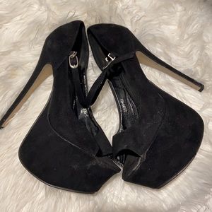 Woman suede black high heel 6inch size 38